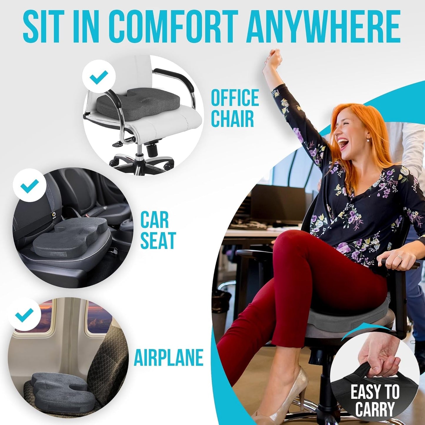 Memory Foam Lumbar Support Seat Cushion For Office Chair