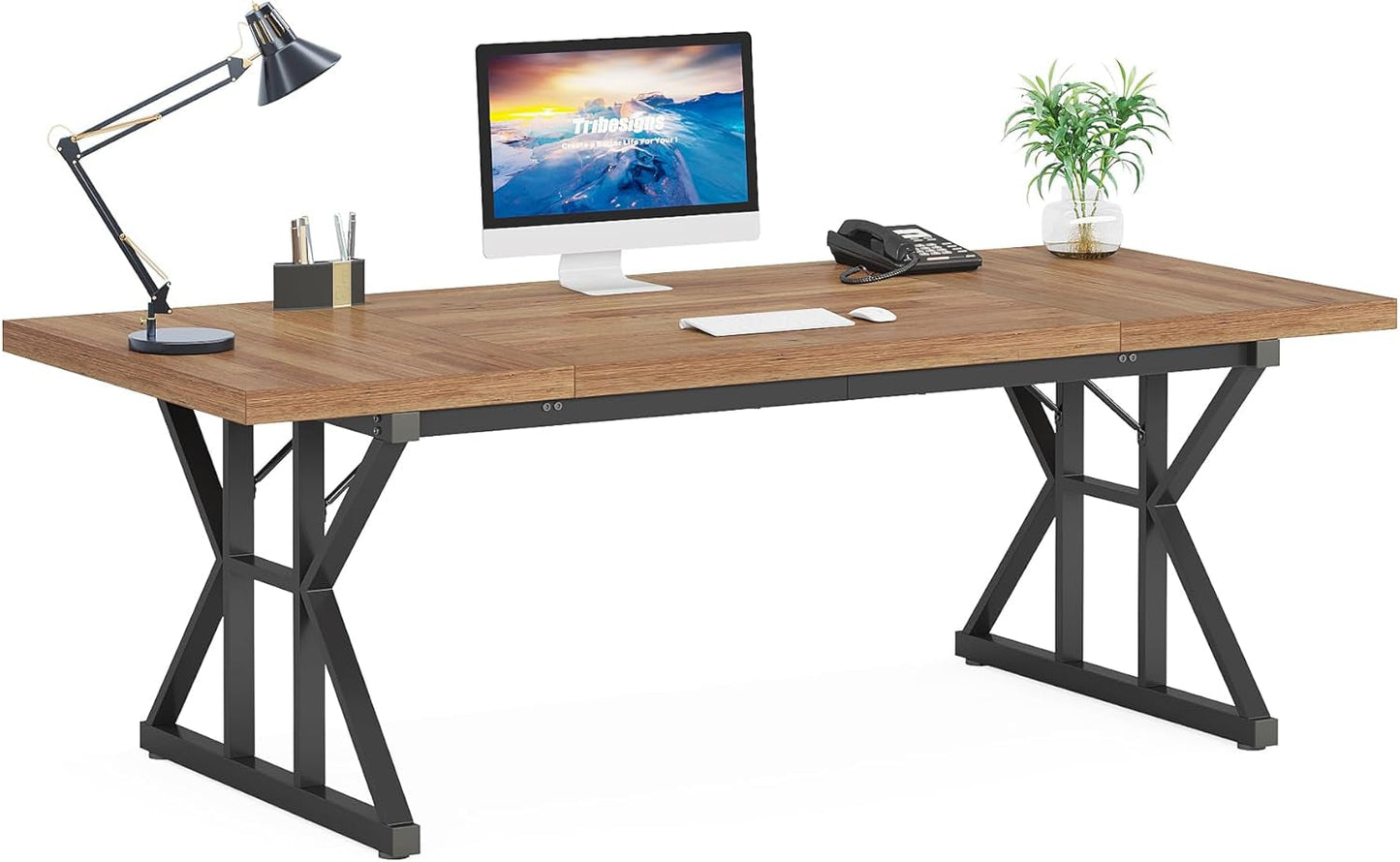 70.8 Inch Executive Desk Large Modern Home Office Desk