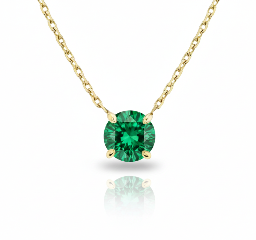 Alira Solitaire Emerald Necklace