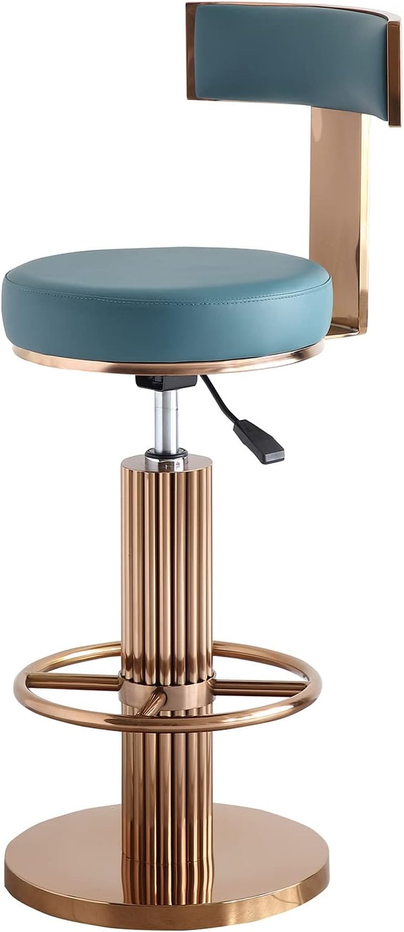 Blue Adjustable Height Counter Height Bar Stool With Backrest