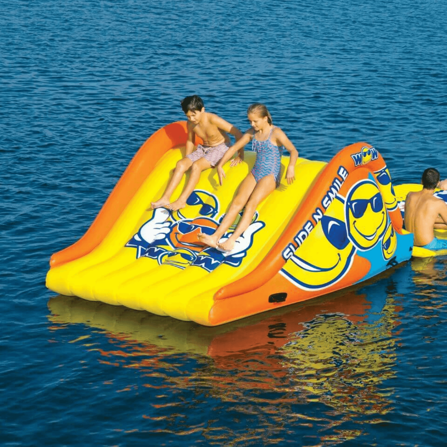 WOW Watersports 19-2210 Slide N Smile Floating 2 Lane Waterslide w