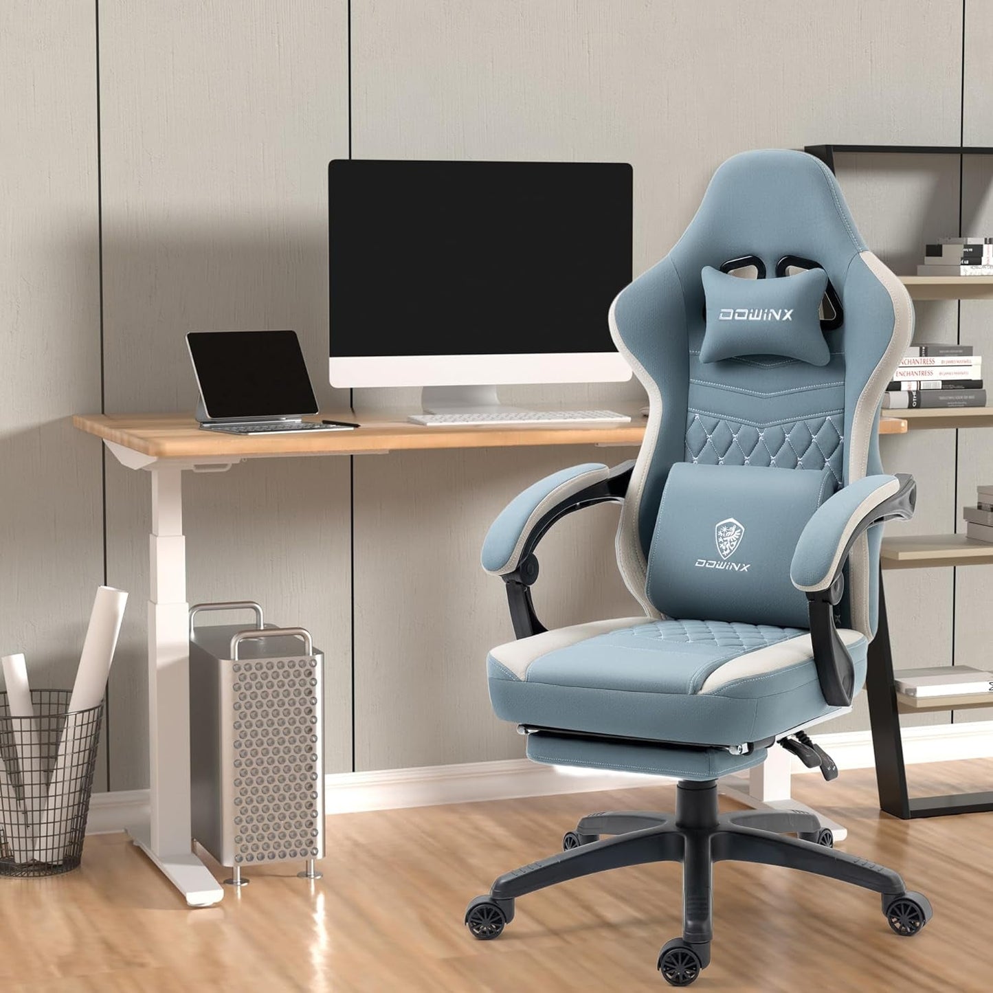 Blue Gaming Chair With Pocket Spring Cushion For Long Gaming Sessions
