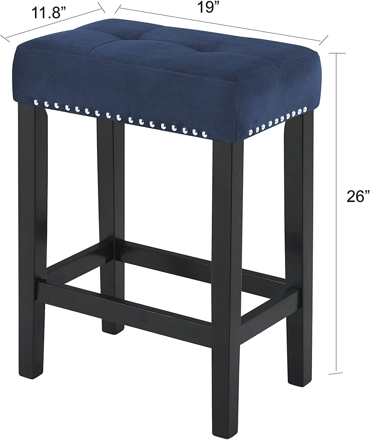 Blue Velvet Bar Table Set With 3 Stools Faux Marble Top