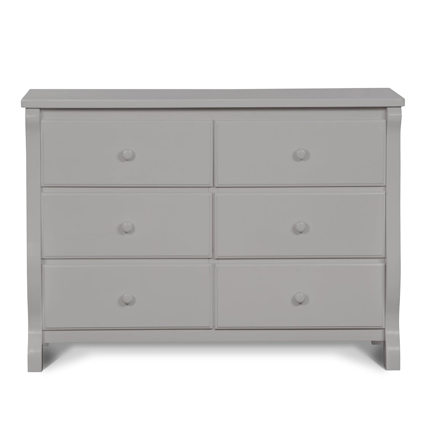 Six Drawer Dresser In Grey With Interlocking Drawers