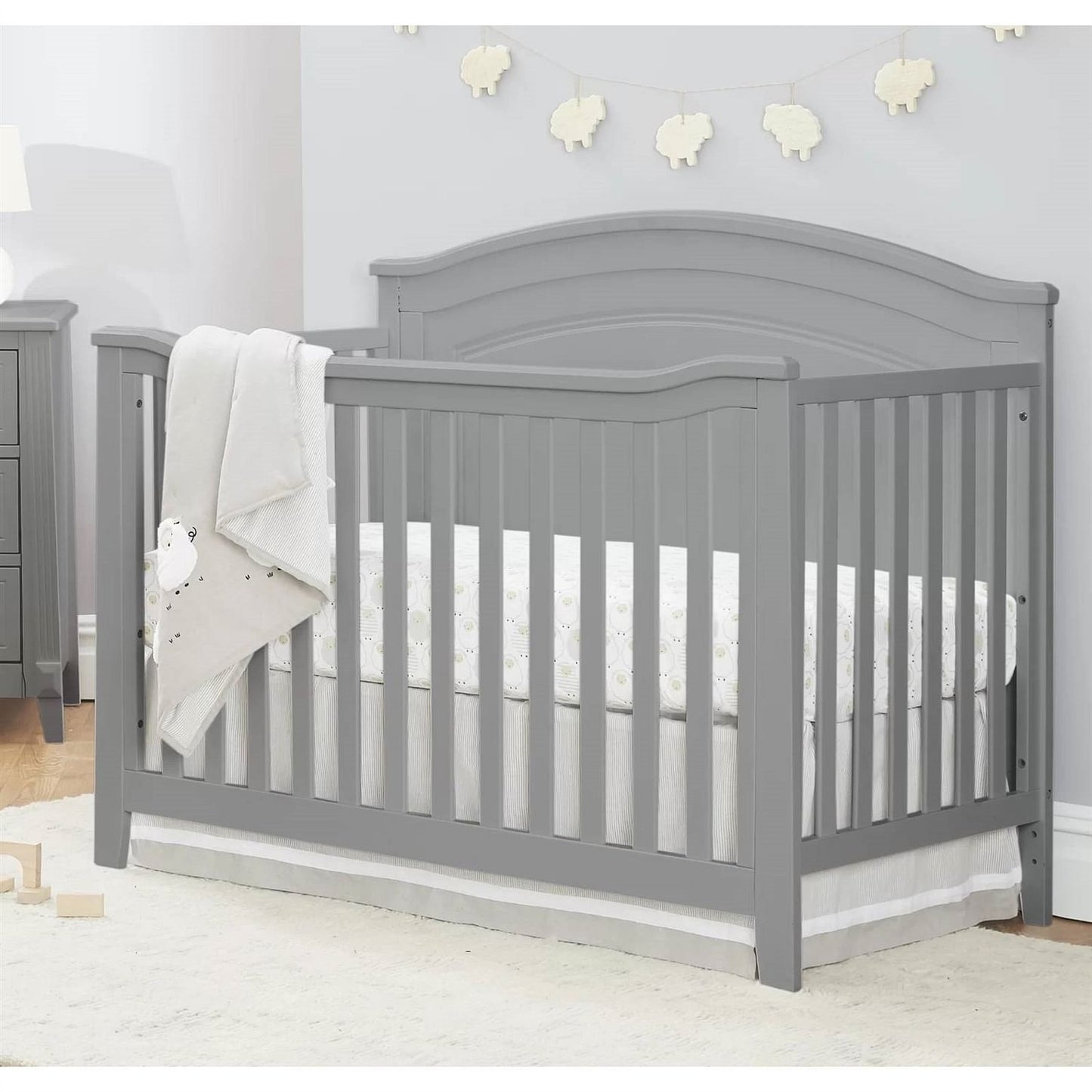 SF Home Solid Wood Convertible Crib in Grey - Toddler Bed Sold