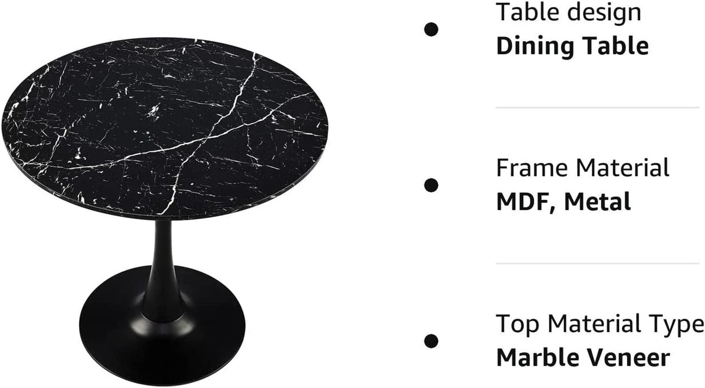 32 Inch Round Dining Table With Faux Marble Top Modern