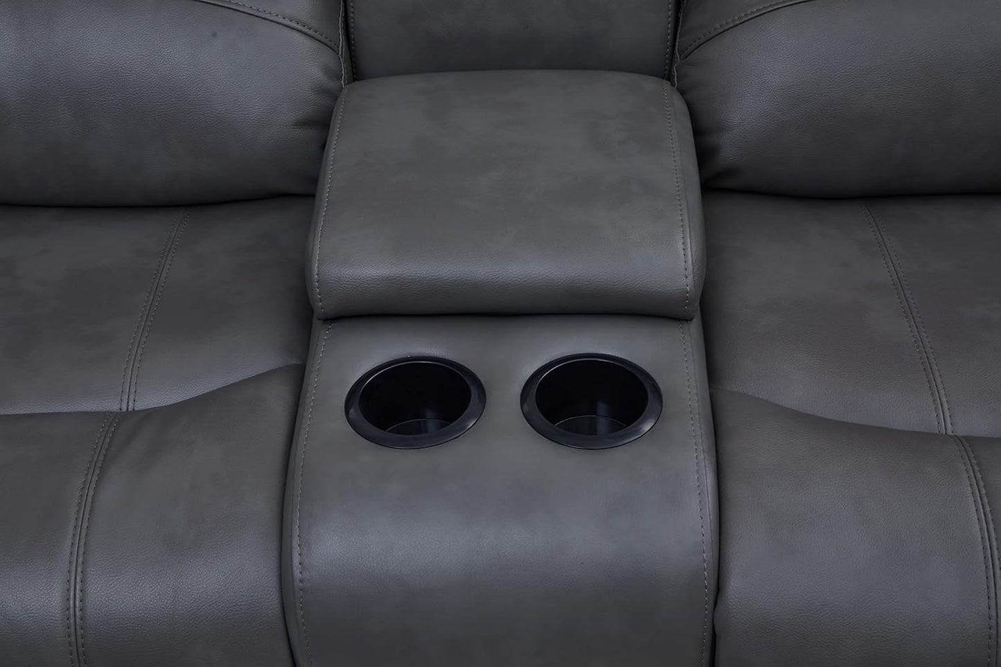 Bonded Leather Sectional Sofa Grey Power Reclining