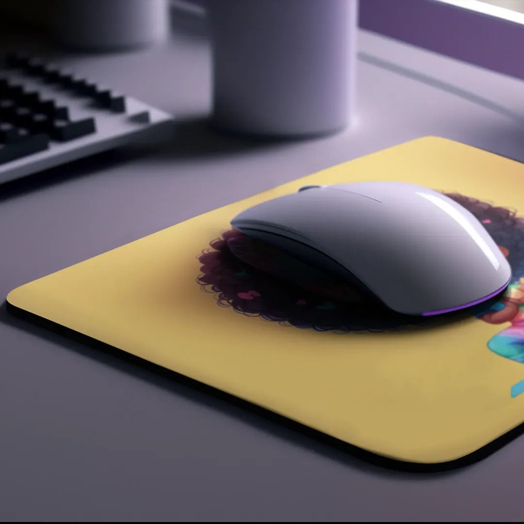 Afro Girl Yoga Pose Non-Slip Computer Mousepad Mouse Pad