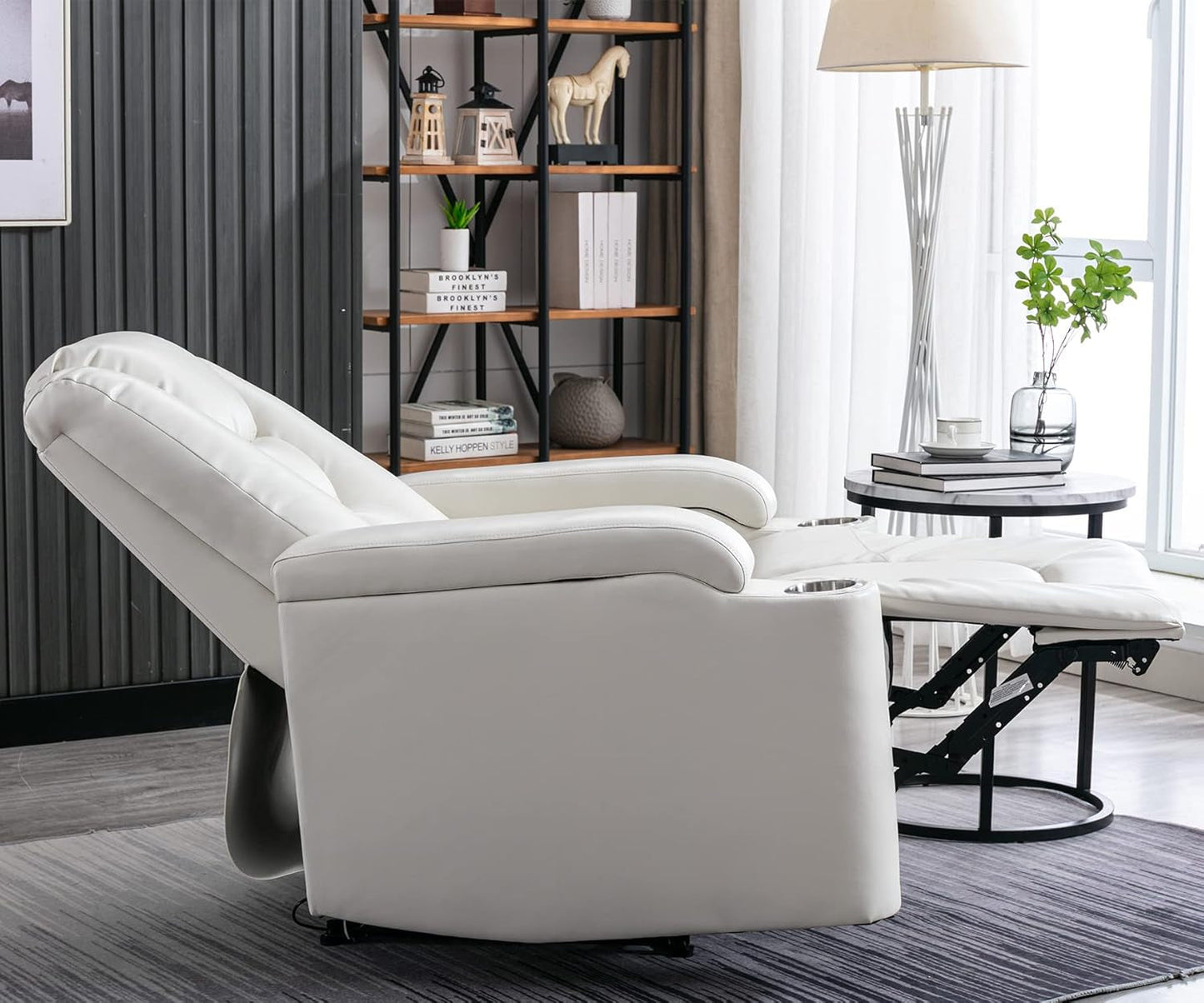 White Power Recliner Chair Set Of 2 With USB Ports