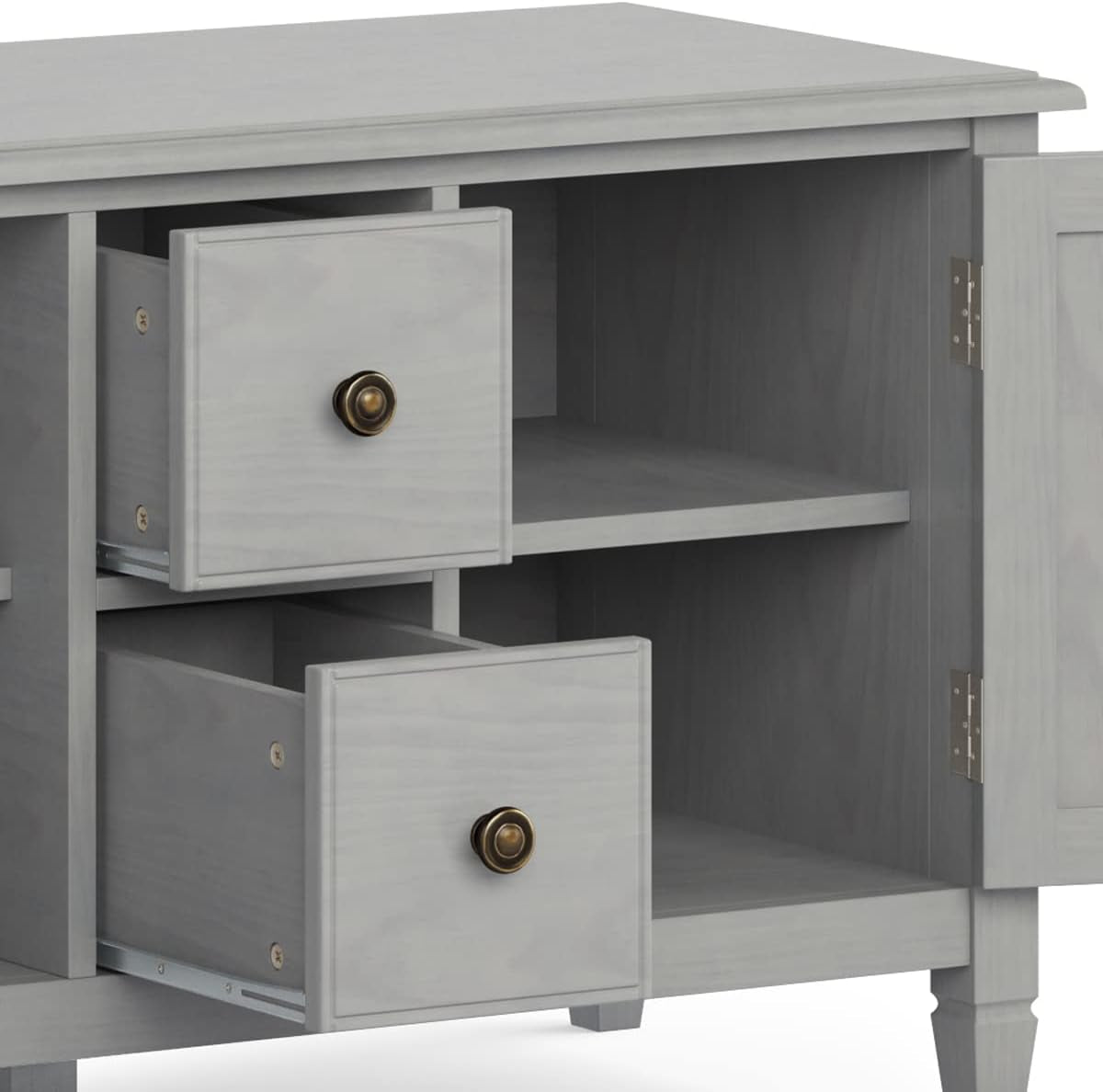 72 Inch Solid Wood TV Stand Fog Grey Up To 80 Inches