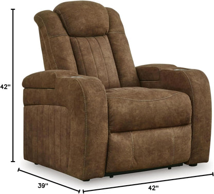 Wolfridge Dark Brown Power Recliner With USB Ports