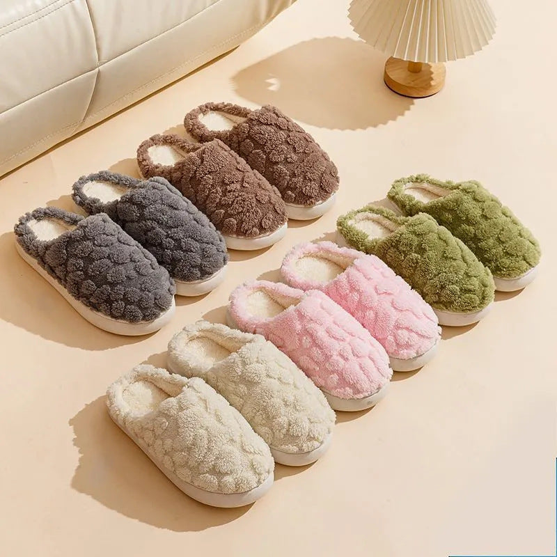 Home Fuzzy Slipper Unisex Cartoon Winter Plush Slipper Anti-Skid Soft