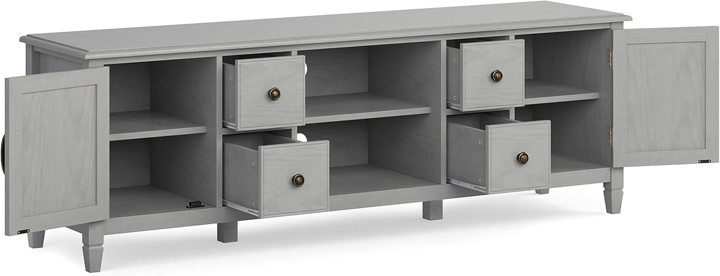 72 Inch Solid Wood TV Stand Fog Grey Up To 80 Inches