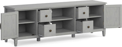 72 Inch Solid Wood TV Stand Fog Grey Up To 80 Inches