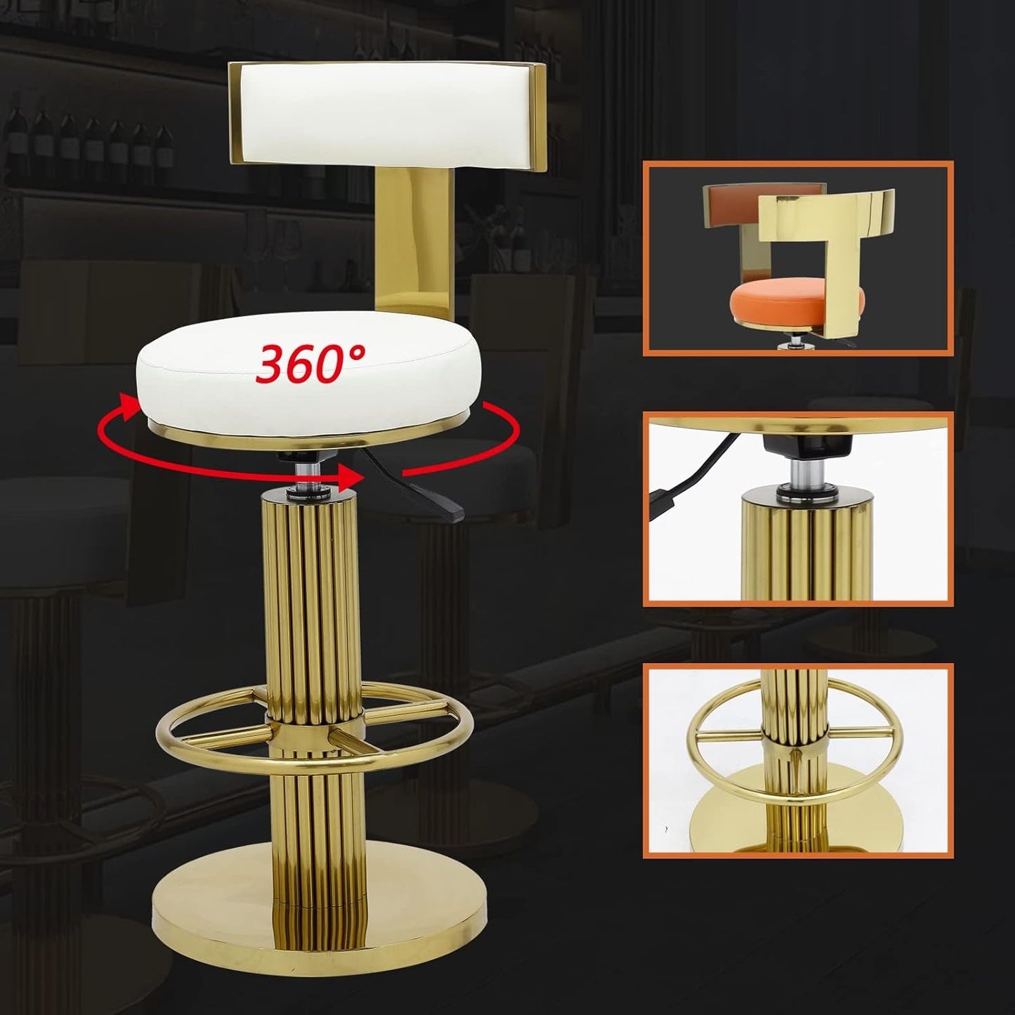 White Counter Height Bar Stools With Adjustable Height