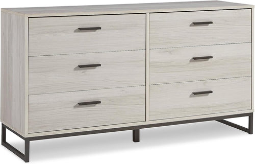 Socalle 59 Inch Beige 6 Drawer Dresser Engineered Wood