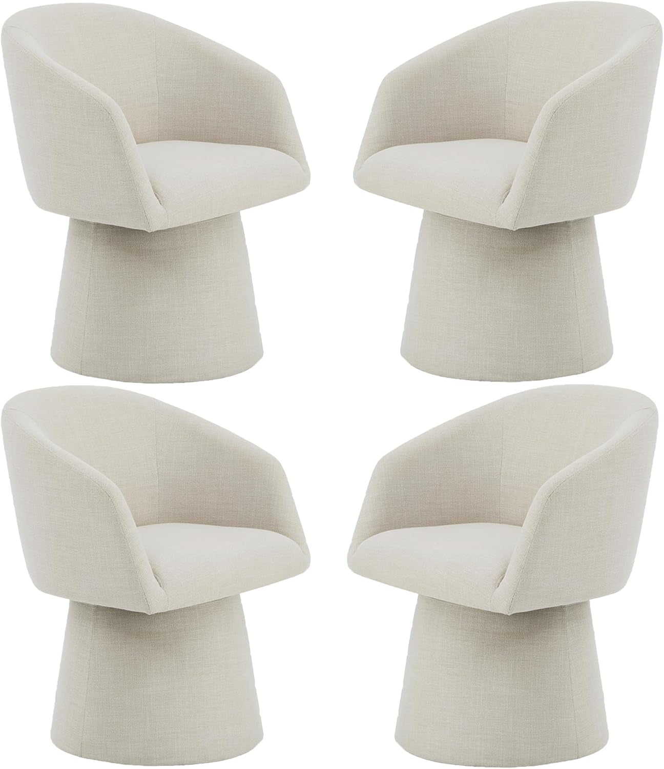 360 Degree Modern Swivel Linen Dining Chairs Set Of 4