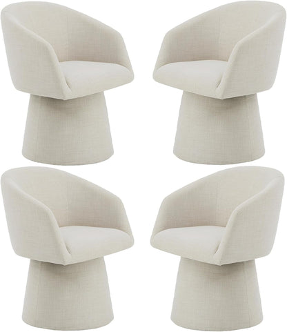 360 Degree Modern Swivel Linen Dining Chairs Set Of 4