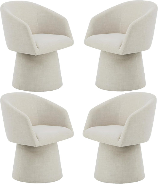 360 Degree Modern Swivel Linen Dining Chairs Set Of 4