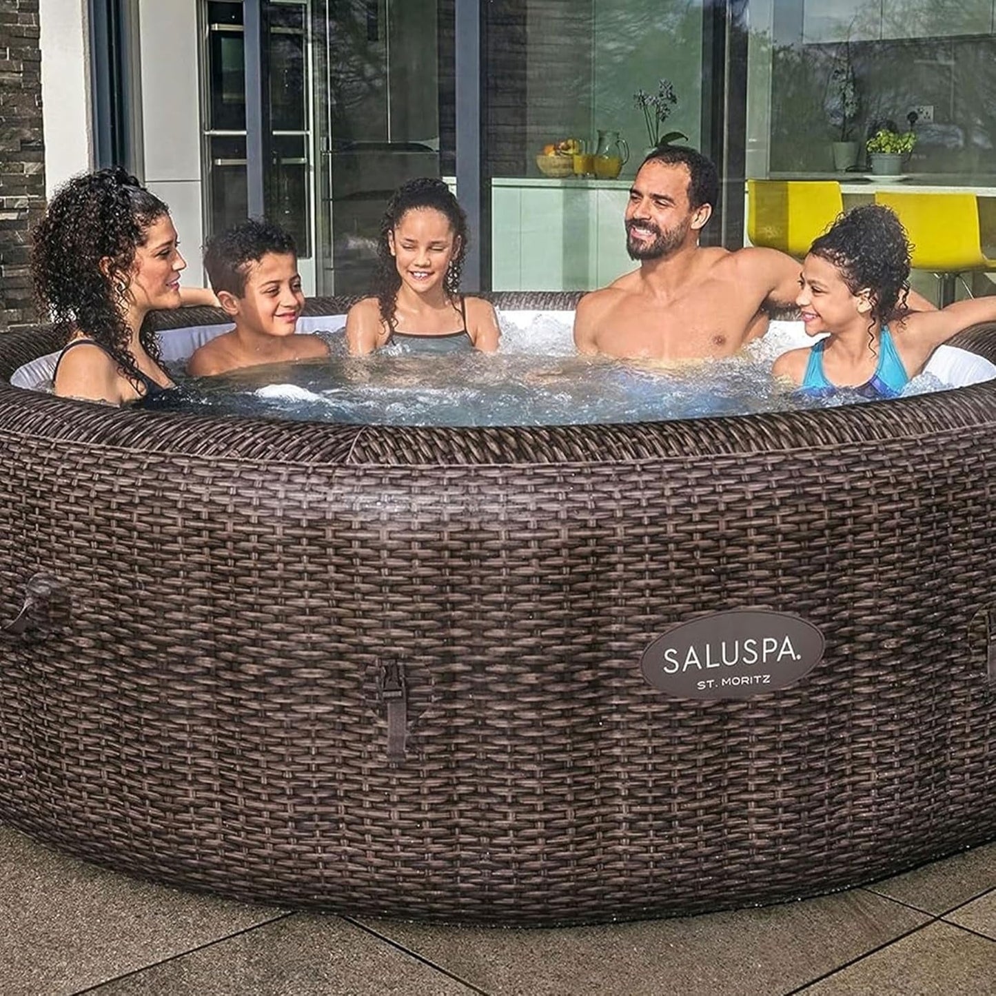 7 Person Round Inflatable Hot Tub With 180 Jets Spa