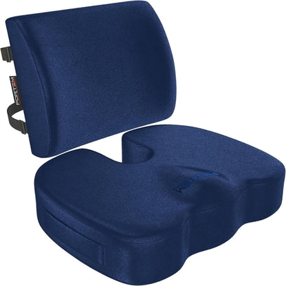 XL Memory Foam Office Chair Cushion With Lumbar Support