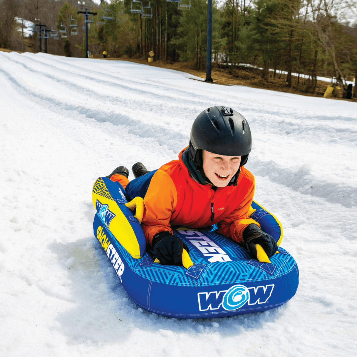 WOW Watersports SnowSteer Snow Sled with Lying Position for Easy