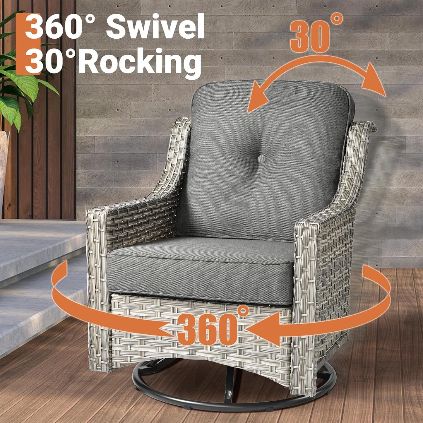 5 Piece Outdoor Patio Set With Swivel Chairs All Weather