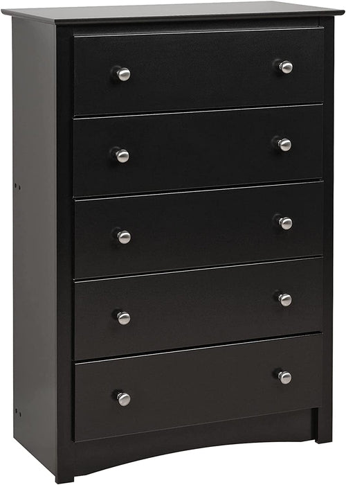 Sonoma Modern 5 Drawer Black Dresser Chest For Bedroom
