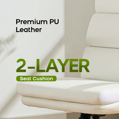 White Ergonomic Office Chair With Adjustable Back Support