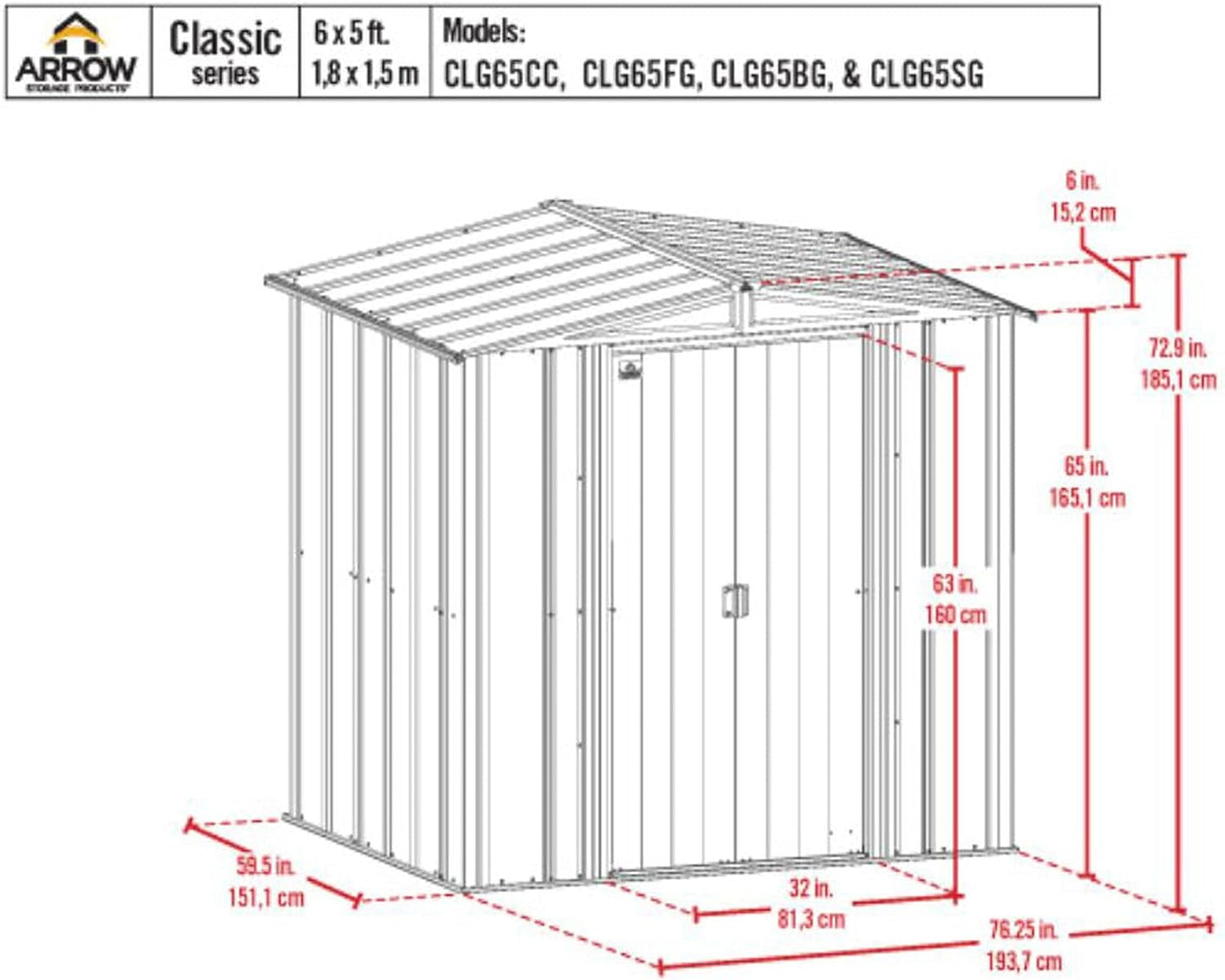 Steel Storage Shed 6x5 Flute Grey Outdoor Garden Shed
