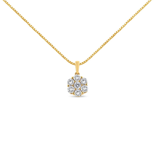 14K Yellow Gold 2.00 Cttw Brilliant Round-Cut Diamond 7 Stone Flower