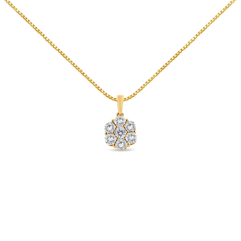 14K Yellow Gold 2.00 Cttw Brilliant Round-Cut Diamond 7 Stone Flower