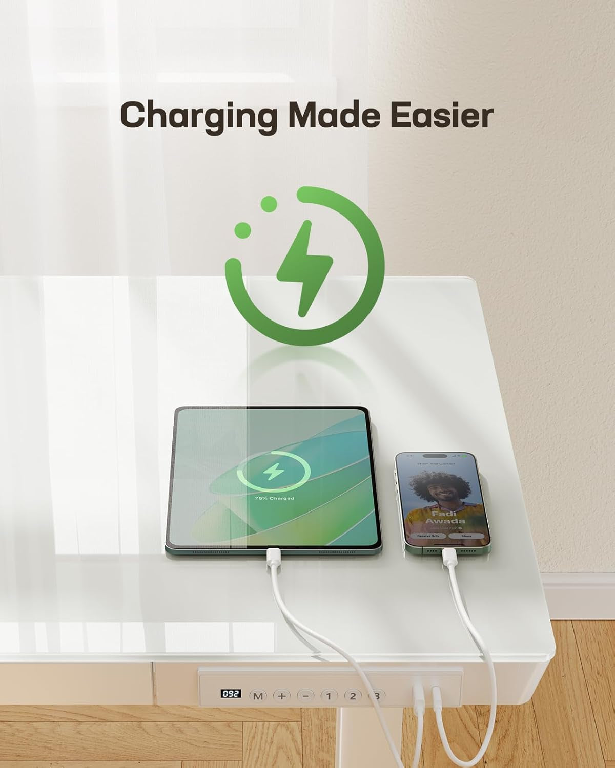 Glass Standing Desk 48x24 Height Adjustable For Home Office