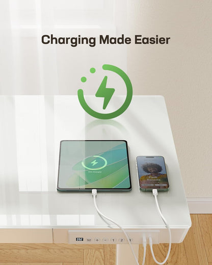 Glass Standing Desk 48x24 Height Adjustable For Home Office