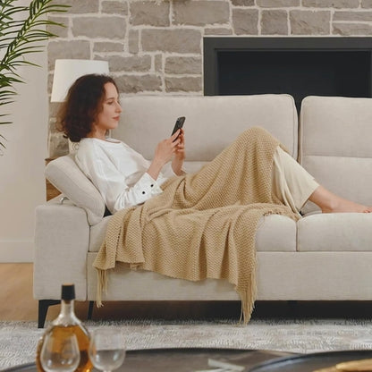 Beige Loveseat With Removable Cover For Living Room