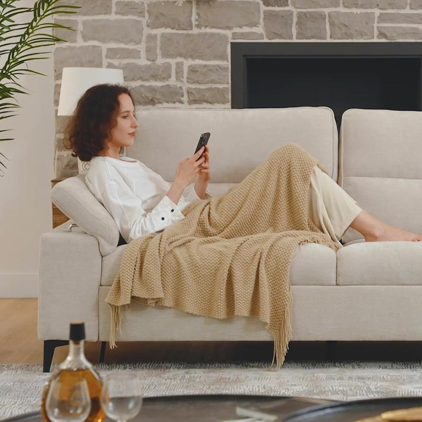 Beige Loveseat With Removable Cover For Living Room