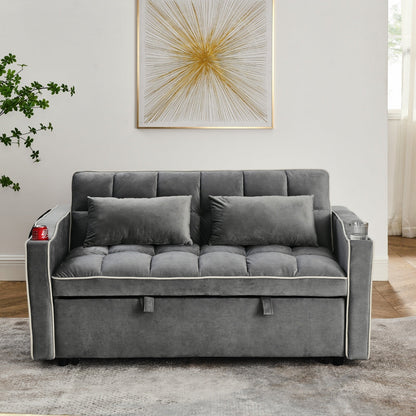 55.51 Inch Versatile Foldable Sofa Bed In 3 Lengths, Modern Sofa Sofa