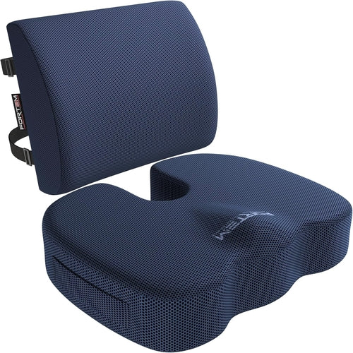 XL Memory Foam Seat Cushion With Lumbar Support Non Slip