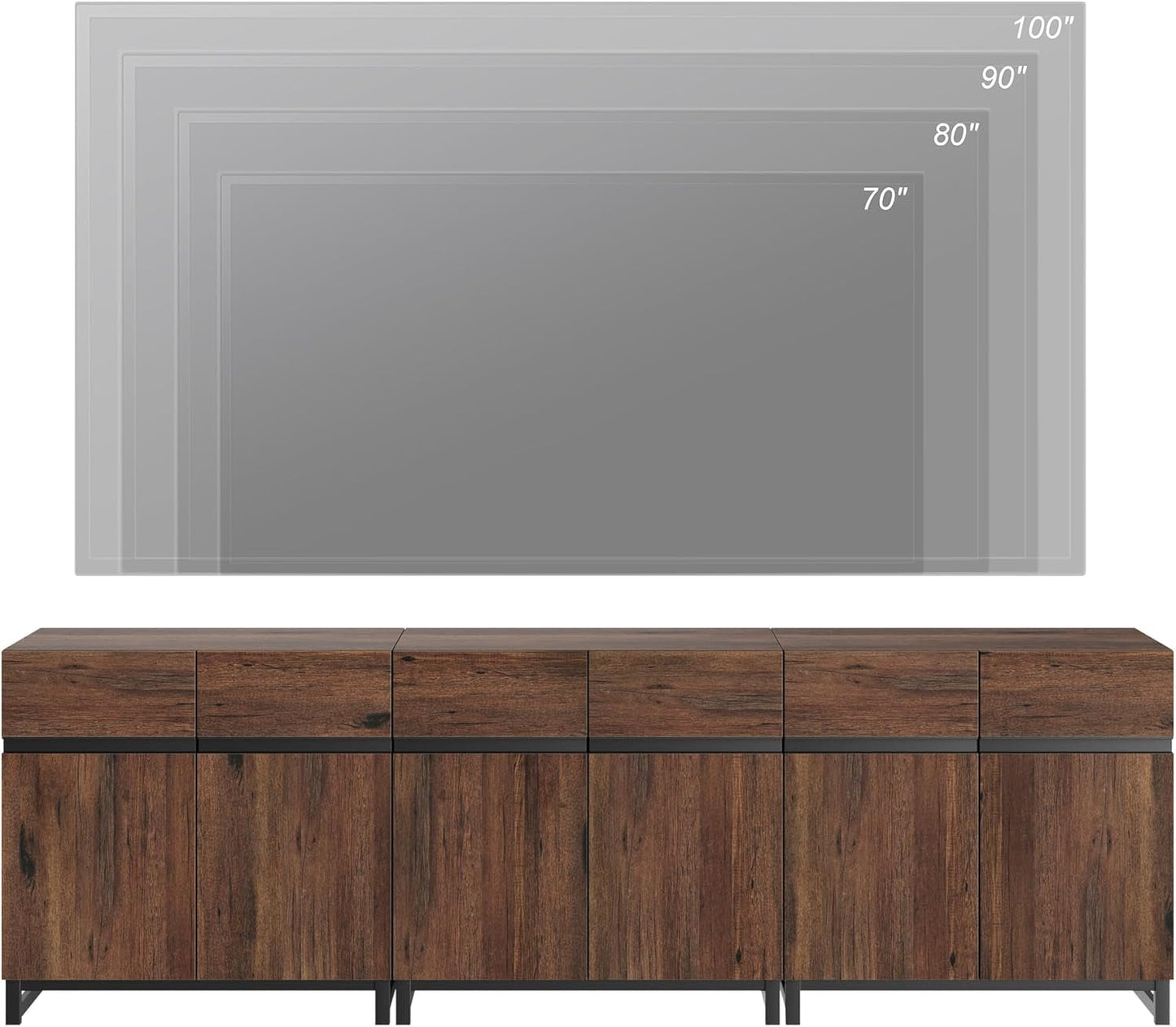 Brown 3 in 1 Sideboard Buffet Cabinet With Adjustable Shelf
