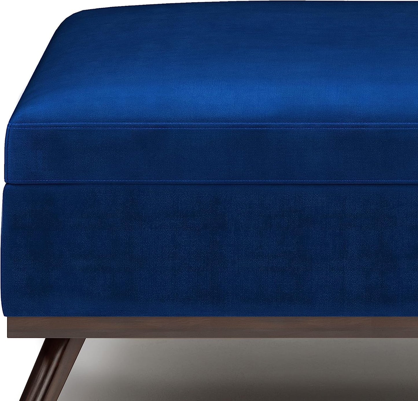 Blue Velvet Lift Top Ottoman Coffee Table 36 Inch Modern