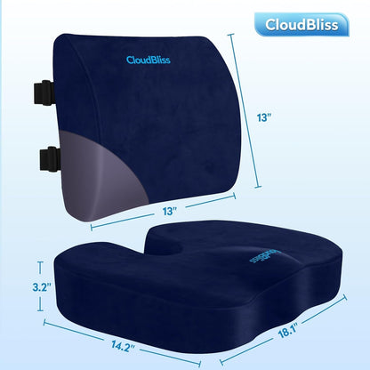 Blue Memory Foam Seat Cushion For Office Chair Lumbar