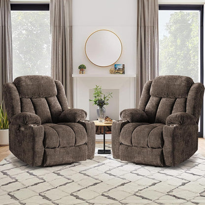 Brown Power Recliner With Massage And Heat Power Lift
