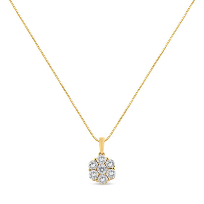 14K Yellow Gold 2.00 Cttw Brilliant Round-Cut Diamond 7 Stone Flower
