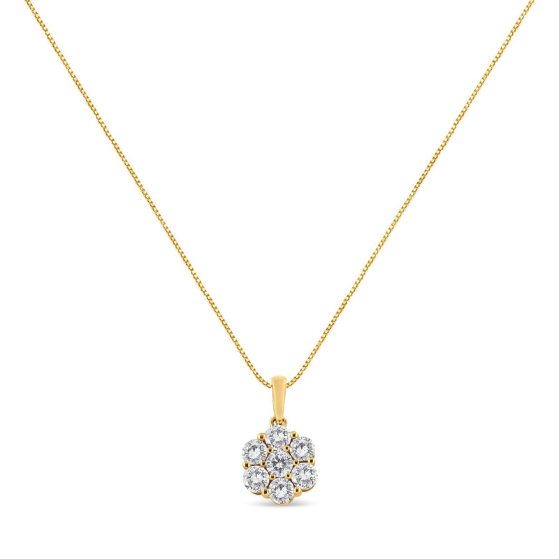 14K Yellow Gold 2.00 Cttw Brilliant Round-Cut Diamond 7 Stone Flower