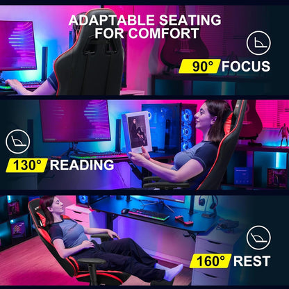 Brick Red Ergonomic Gaming Chair With Footrest And Reclining