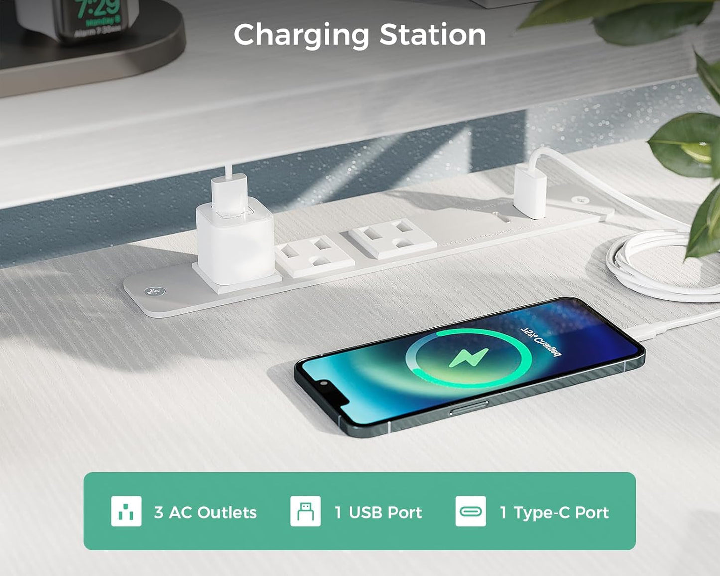 L Shaped Standing Desk 59 Inch Height Adjustable White