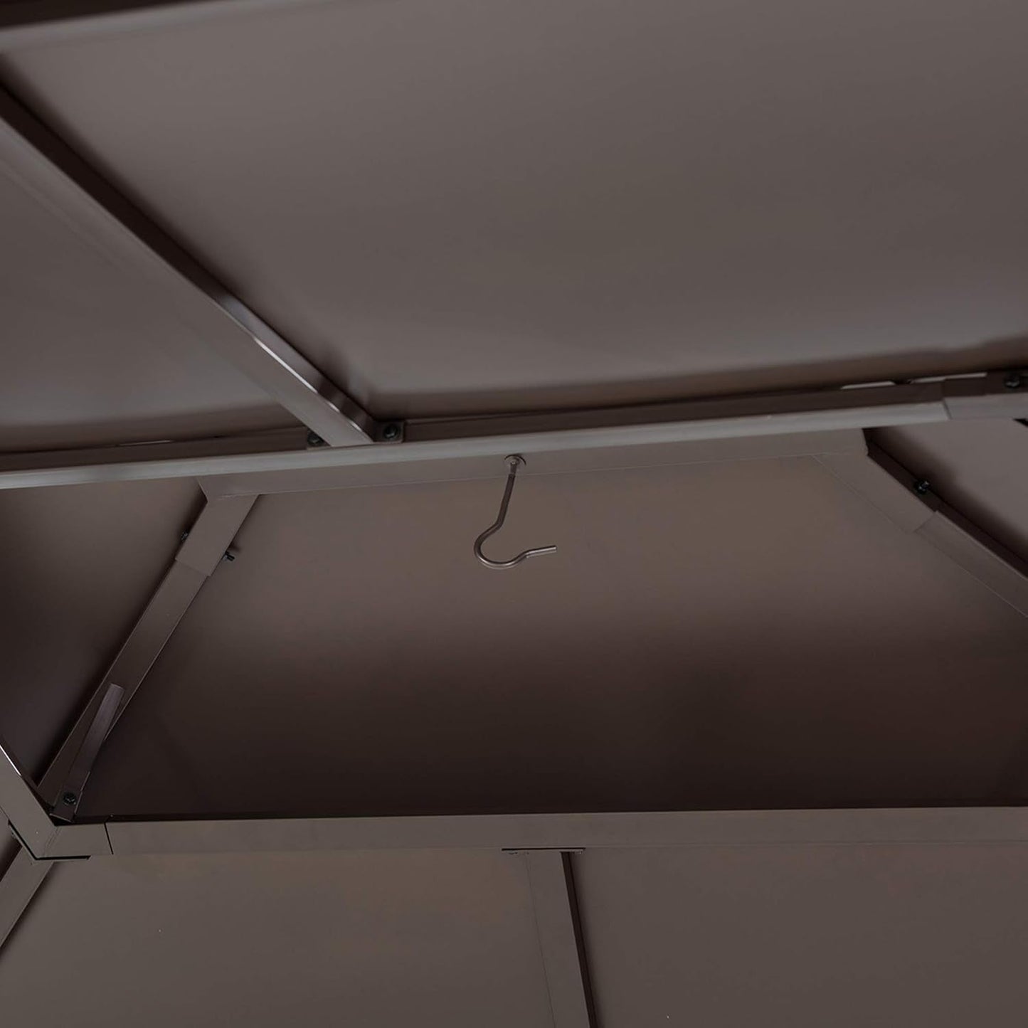 10x12 Brown Hardtop Gazebo With Steel Frame And Netting For Outdoor