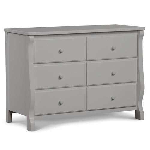 Six Drawer Dresser In Grey With Interlocking Drawers