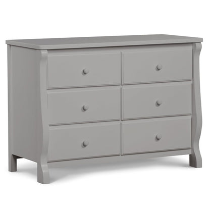 Six Drawer Dresser In Grey With Interlocking Drawers
