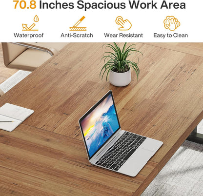 70.8 Inch Executive Desk Large Modern Home Office Desk